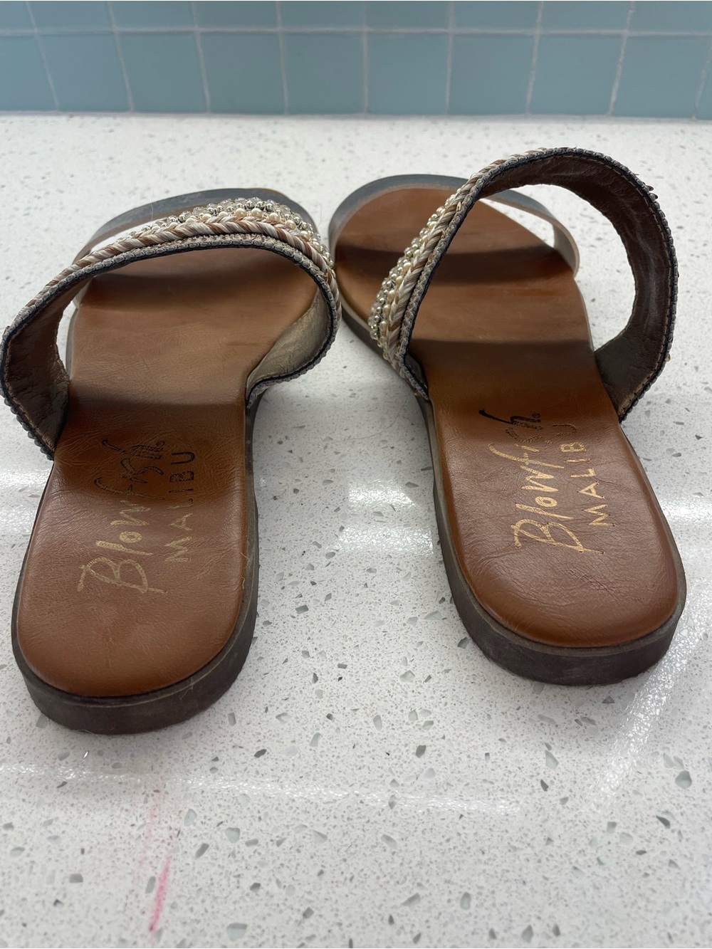 Blowfish Women's Metallic Taupe Slide Sandals size 10 - Picture 2 of 5